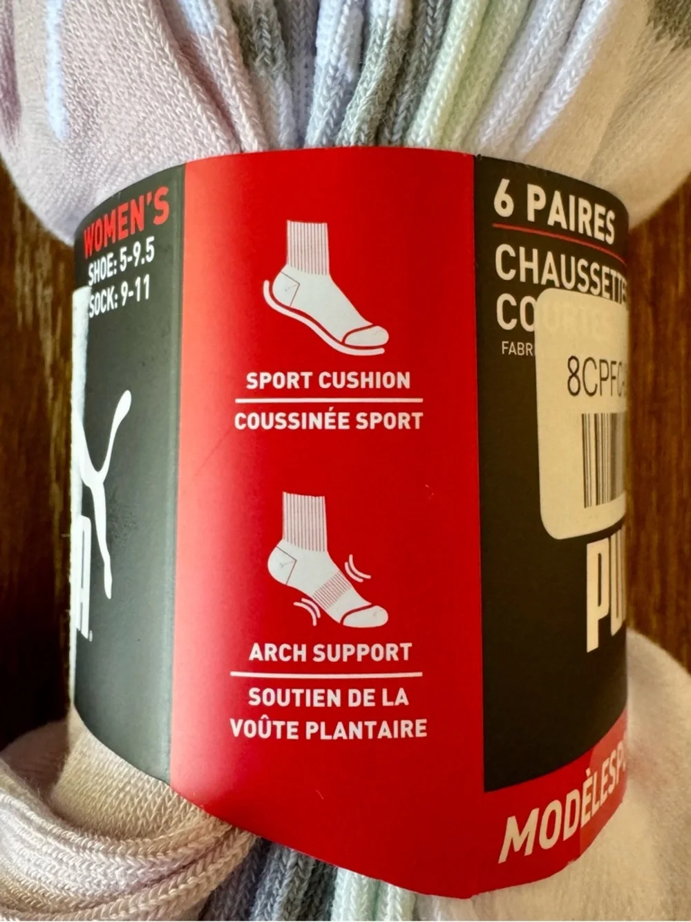 NIP 1 set of 6 pair Puma terry crew socks pastels - Picture 6 of 10